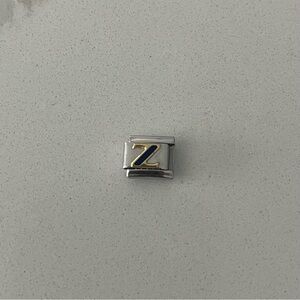 Zoppini Stainless Steel and Gold Blue Enameled Initial 'Z' Charm